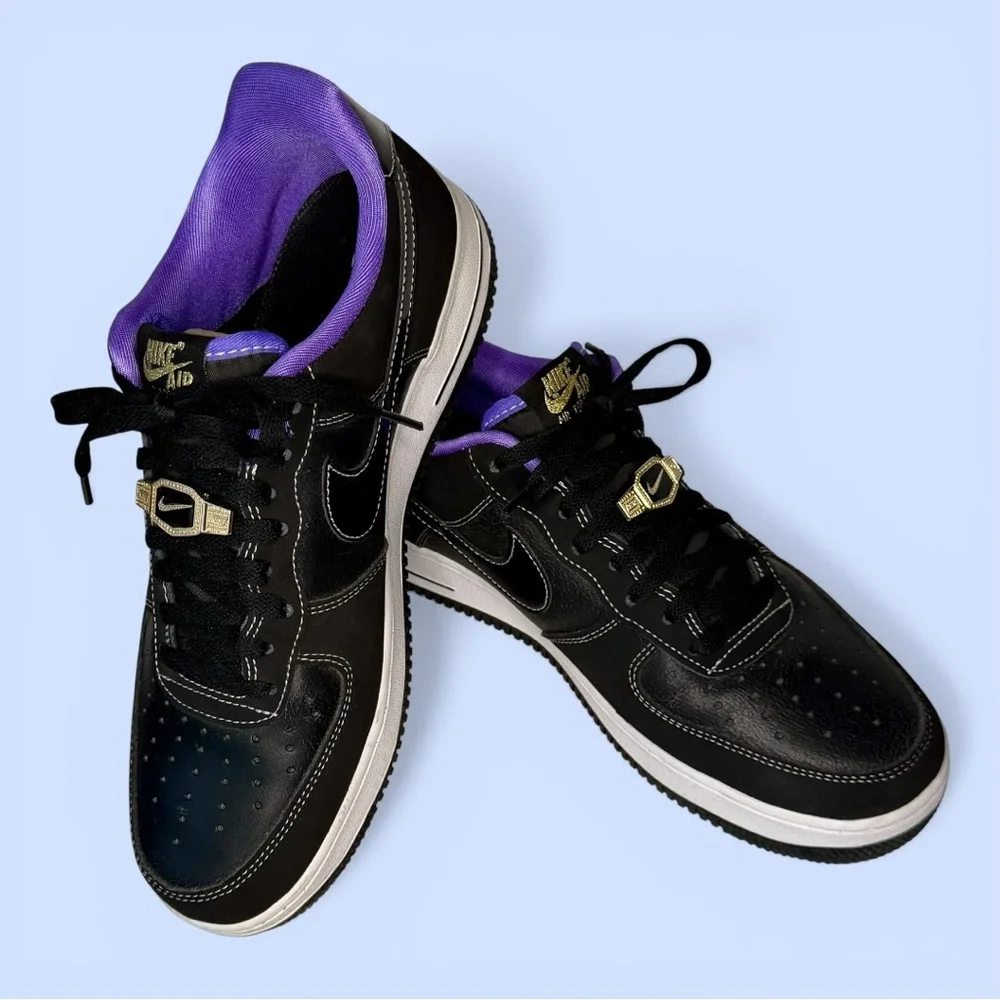 Nike Air Force 1 Low '07 LV8 World Champ Lakers M Sz 10, W Sz 11.5‎ Black Purple